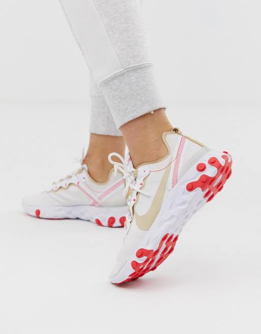 Nike Beige And Red React Element 55 Trainers Asos