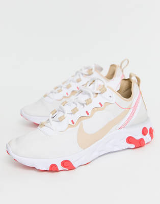 nike beige and red react element 55 trainers