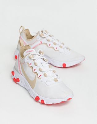 nike beige and red react element 55 trainers