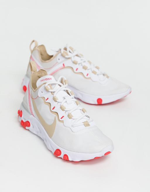 Nike Beige And Red React Element 55 Trainers Asos
