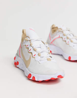 nike beige react element 55 sneakers
