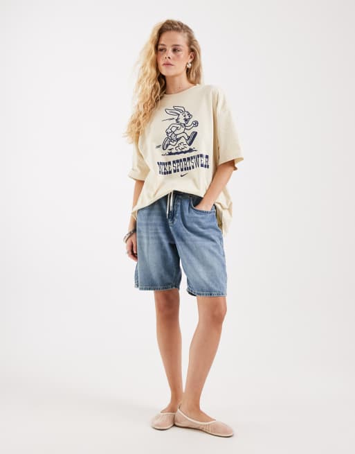 Nike – Beige t-shirt i oversize med tryck, 3 av 4