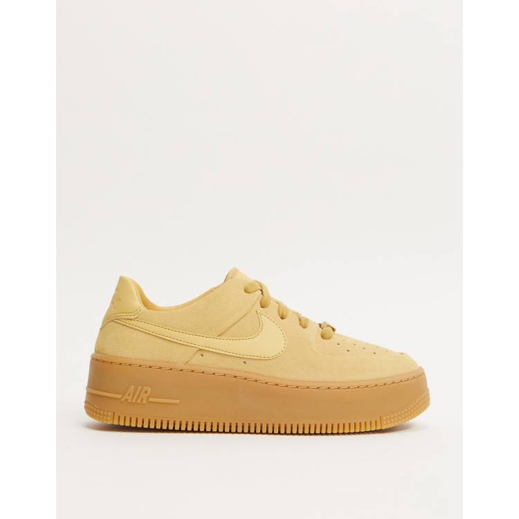 Nike air force 1 mustard hotsell suede trainers with gum sole