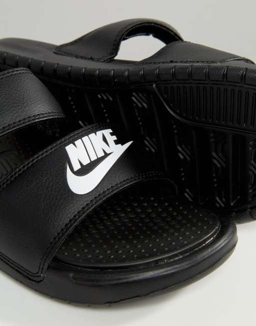 Nike benassi duo black sale