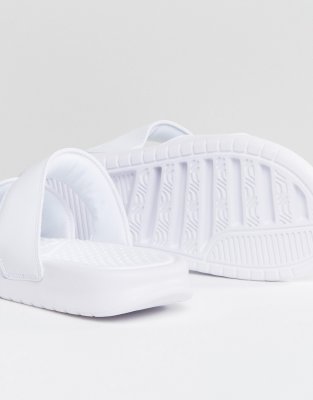 nike benassi duo logo slider sandals in white