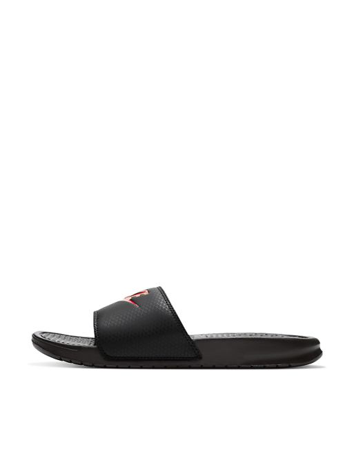 Nike Benassi JDI sliders in black/red | ASOS