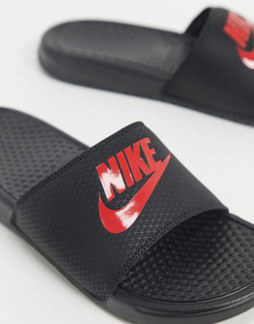 Nike benassi hotsell jdi black red