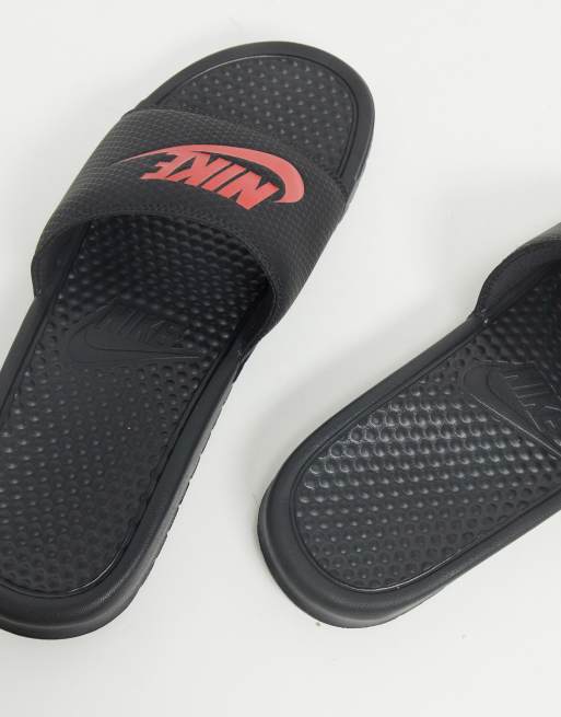 Nike benassi jdi discount black challenge red