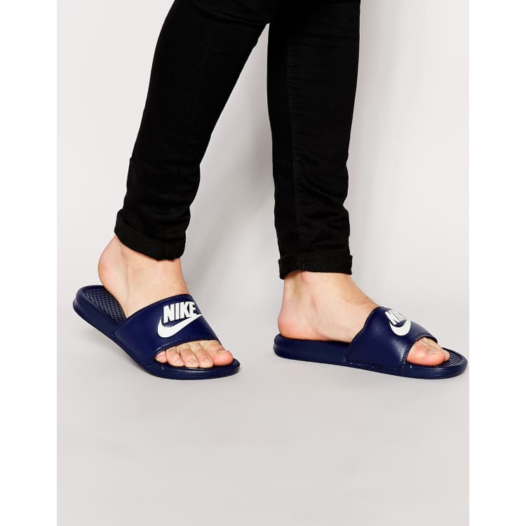 Nike benassi slides clearance navy