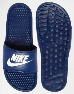 dark blue nike slides