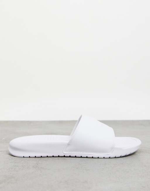 Nike Benassi JDI sliders in triple white