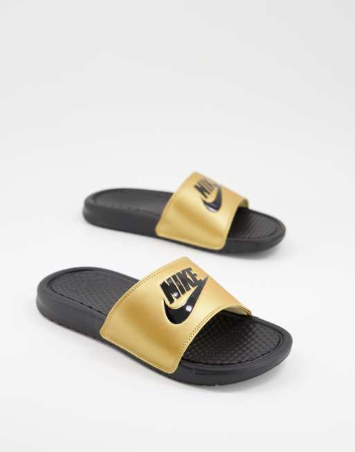 Gold store nike slide