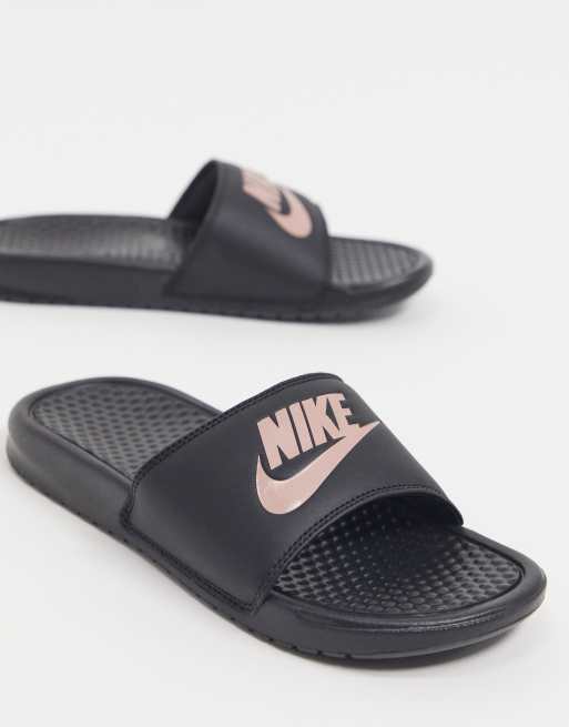 Nike slides rose store gold and black