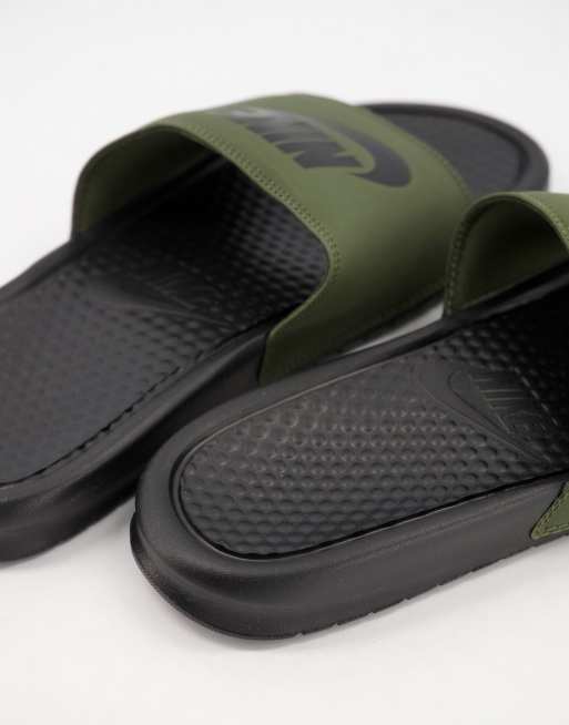 Nike slippers army online green