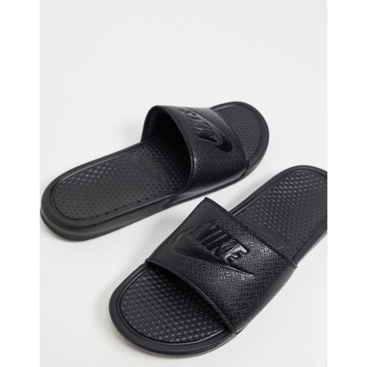 Nike Benassi JDI slides in triple black ASOS