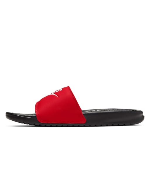 Nike Benassi JDI slides in university red/black | ASOS display picture 1