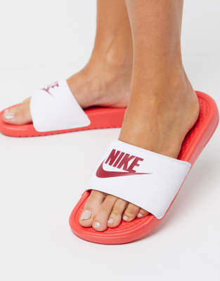 nike white sliders womens