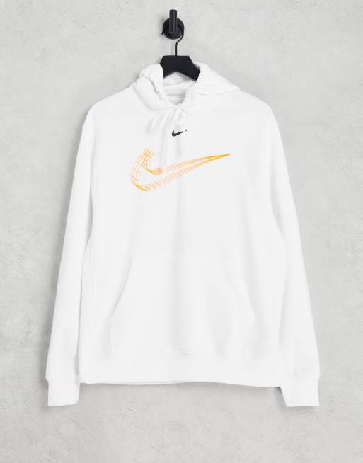 Nike – Biała polarowa bluza z kapturem i grafiką 3D z logo swoosh