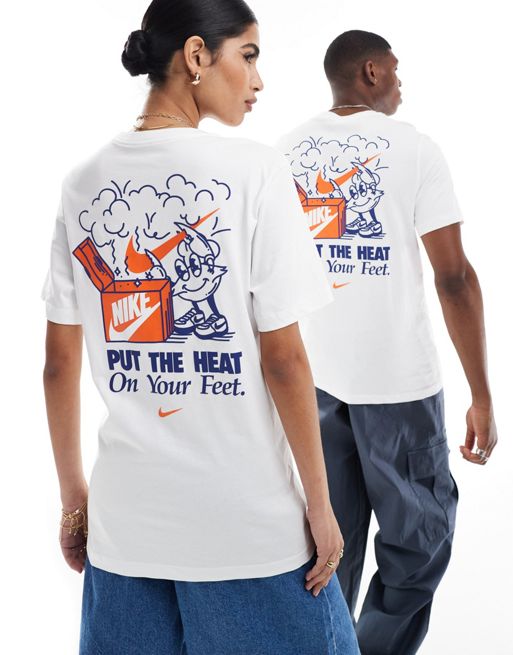 Nike – Biały T-shirt unisex z grafiką z szefem kuchni na plecach