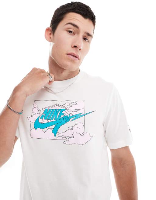 Nike – Biały T-shirt z logo Swoosh z motywem błyskawicy
