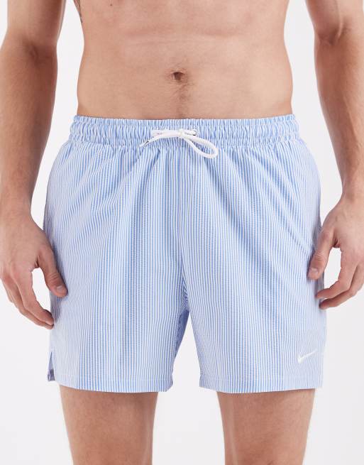 Nike - Blå 5-tommer volley-badeshorts i seersucker, 4 af 5