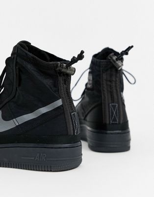 nike black air force 1 shell trainers
