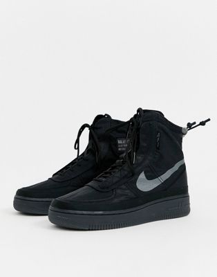 nike black air force 1 shell trainers