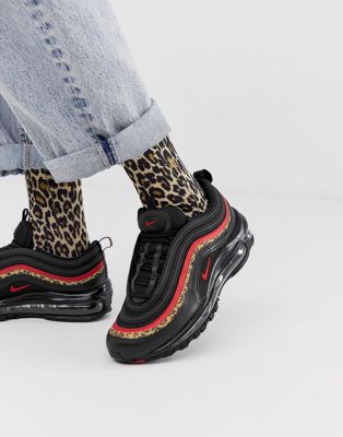 nike black and leopard print air max 97 trainers