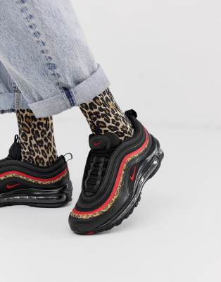 all red air max 97 with leopard print