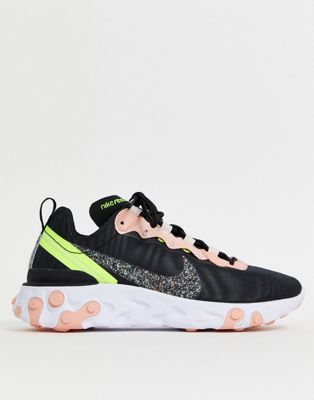 nike black and pink regrind react element 55 trainers