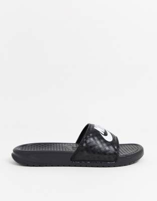 NIKE BENASSI SLIDERS IN BLACK AND WHITE,343881-011