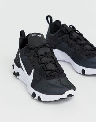 nike black and white react element 55 trainers
