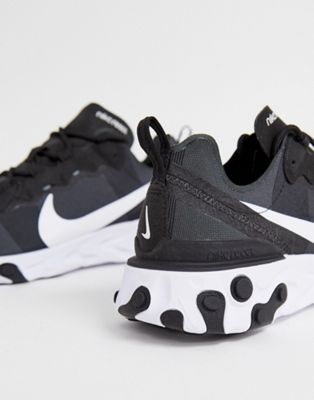 nike black and white react element 55 sneakers