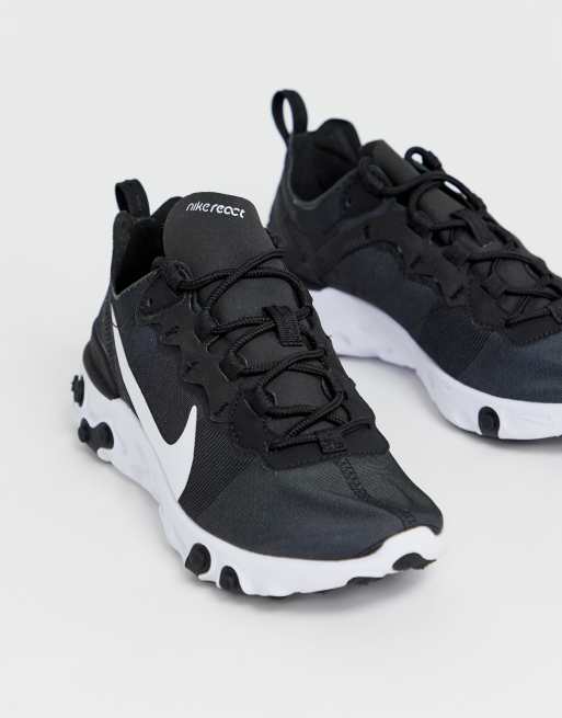 Nike black and white React Element 55 trainers