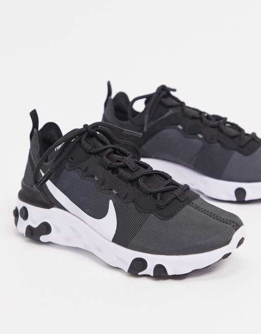 Nike Black and white react element 55 trainers