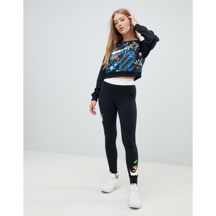 Nike Black Hyper Femme Floral Logo Leggings ASOS