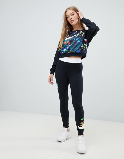 Nike black hyper femme floral logo leggings on sale