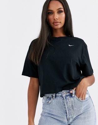 Nike black mini swoosh crop t-shirt | ASOS