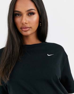 nike black mini swoosh crop top