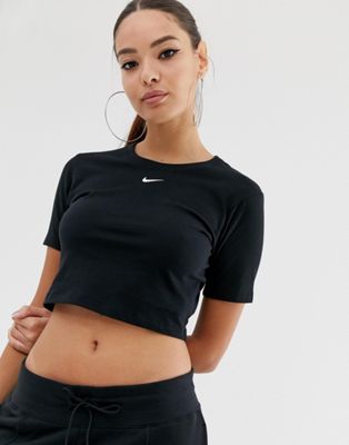 Nike black mini swoosh crop top | ASOS