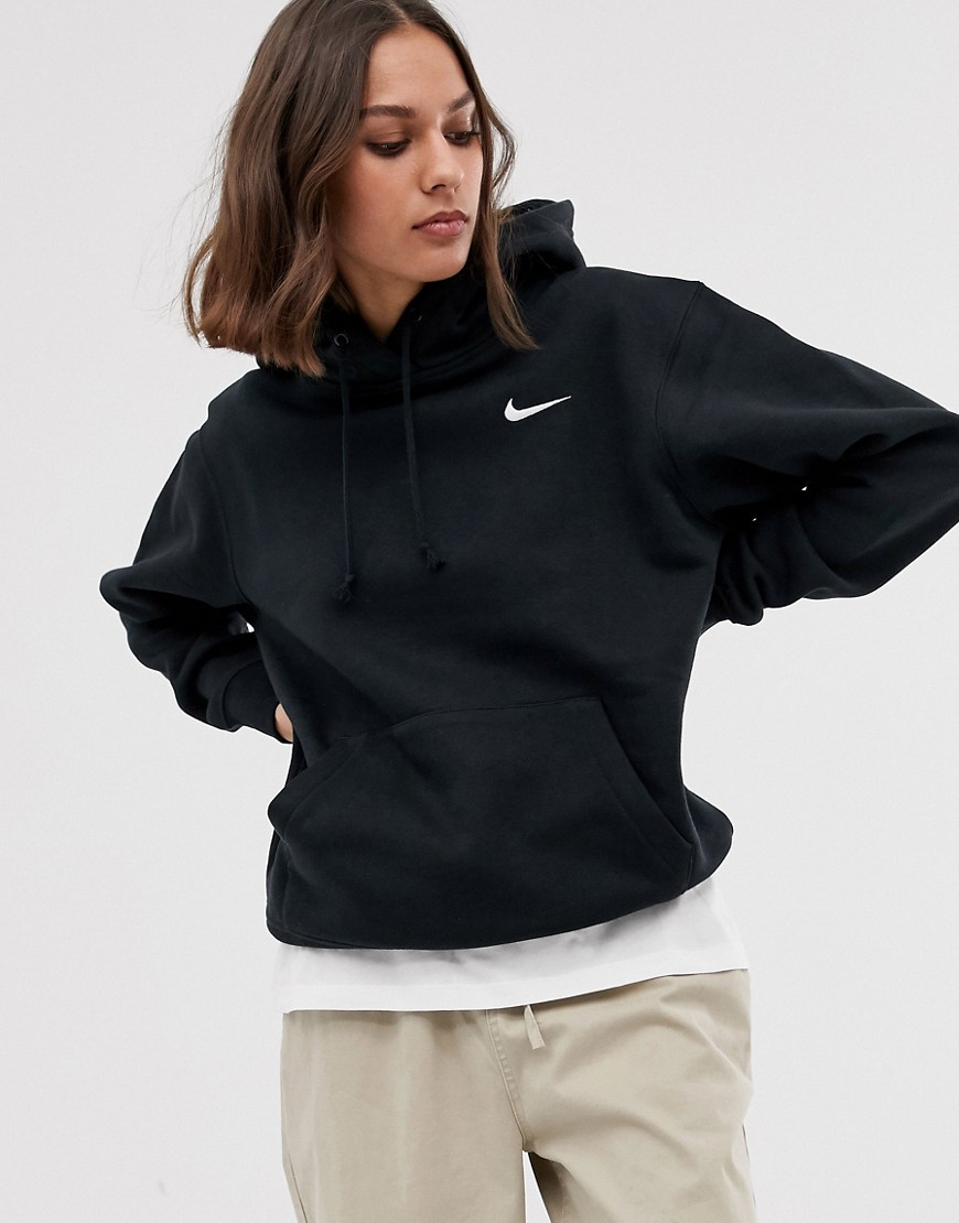 Nike black mini swoosh oversized hoodie