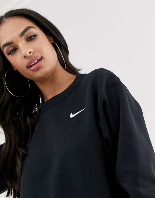 Nike mini swoosh longline sweatshirt in black