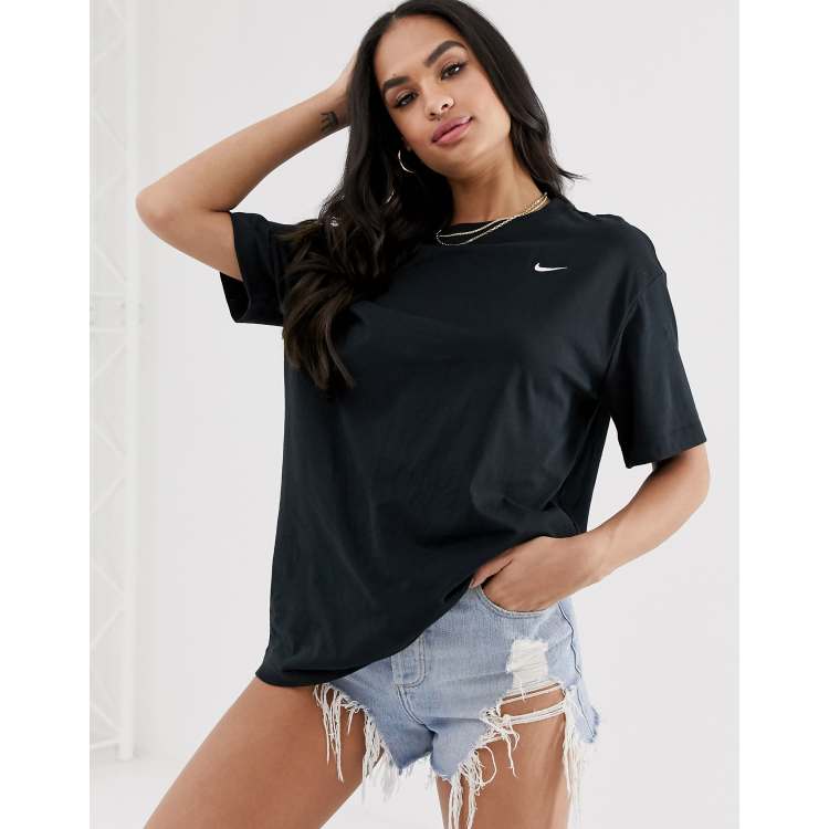 Nike black mini swoosh oversized t shirt