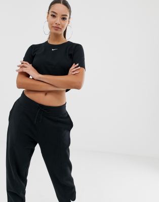 nike black short sleeve crop top