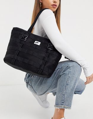 Nike black structured premium tote bag 