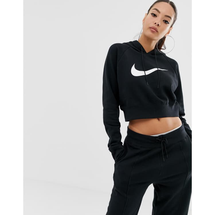 Nike crop top hoodie black new arrivals