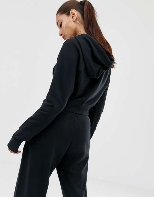 Nike black swoosh cropped on sale hoodie