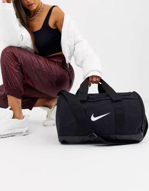 Nike black swoosh logo sales duffle bag