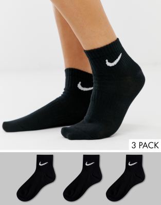 Nike black swoosh logo 3 pack ankle socks