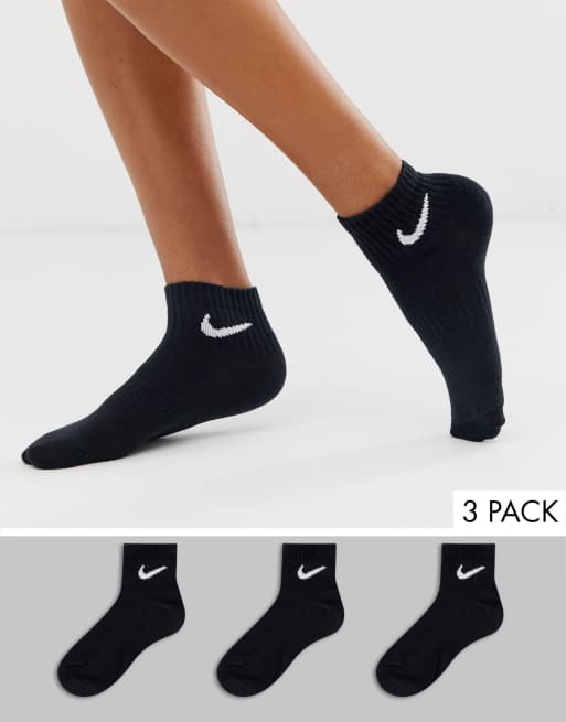 Nike black swoosh logo 3 pack ankle socks | ASOS